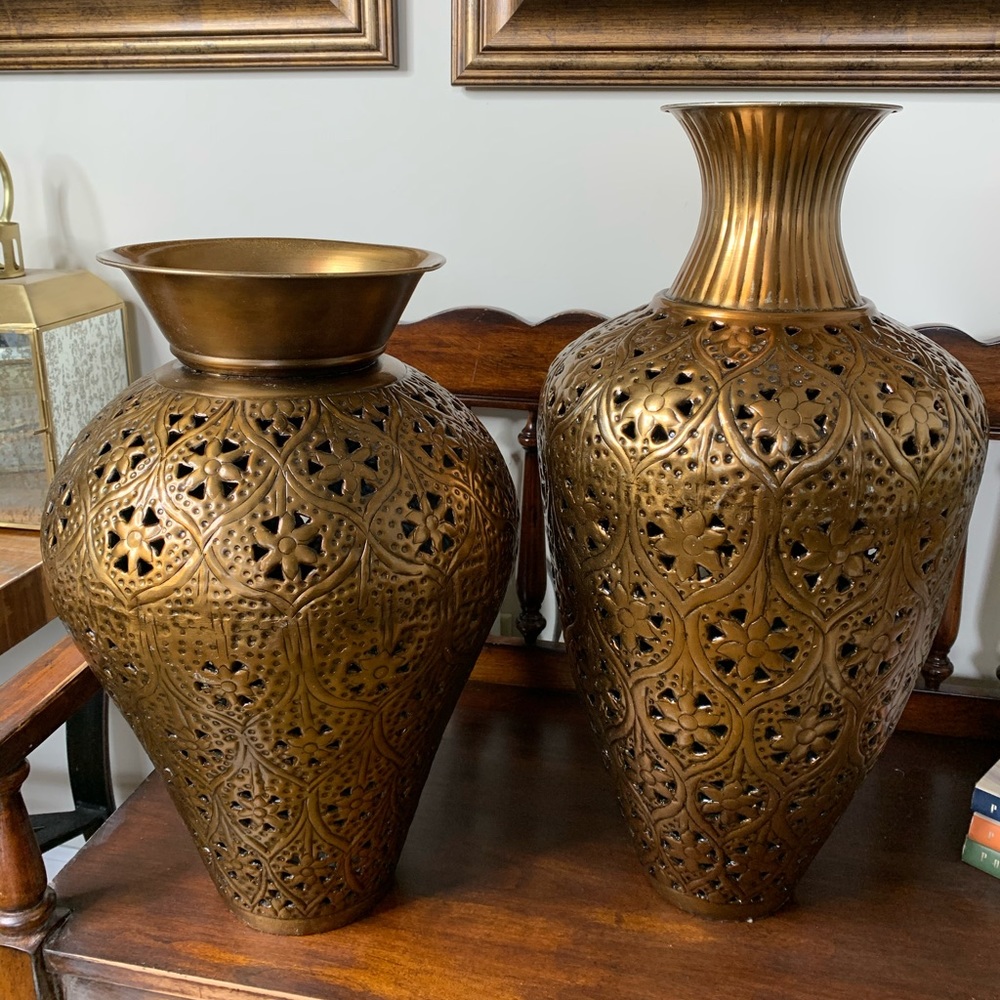 Classic Pier 1 Bronze Metal Vases